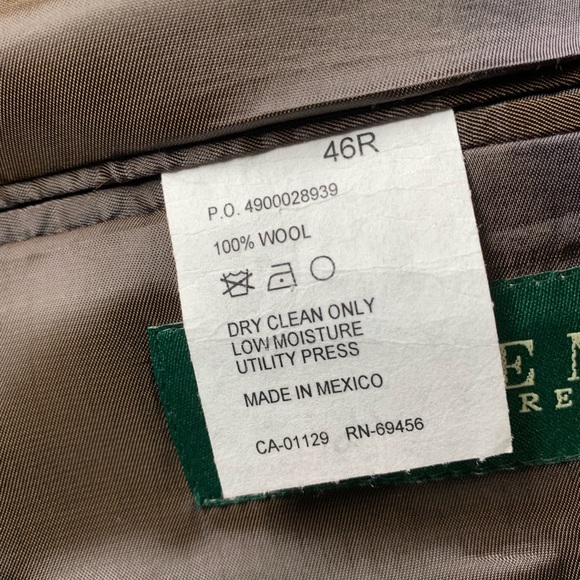 Lauren Ralph Lauren Mens Sport Coat 46R Classic 100% Wool Plaid 2 Button Blazer - Picture 4 of 13